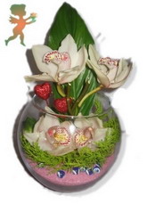 Ankara çiçek yolla firma ürünümüz  5 adet kandil orkideden aranjman tanzimi çiçeği