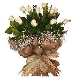Ankara çiçek siparişi sitemizin görsel ürünü  9 adet beyaz gül buketi